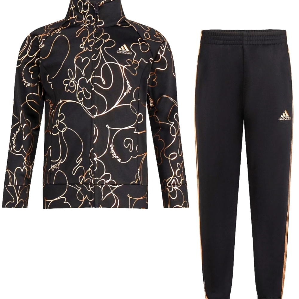 Adidas Little Girls' Allover Glam Tricot Track Jacket and Pants Set - Size 5